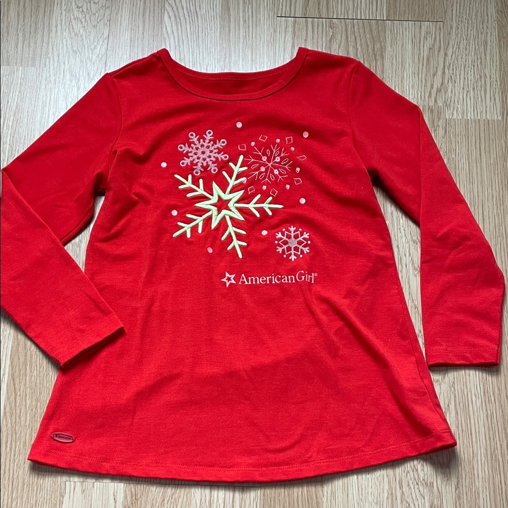 American Girl Red Long-Sleeve Tee with Snowflake Graphic